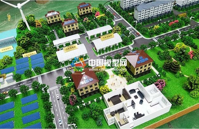 光伏電站應(yīng)用場(chǎng)景沙盤模型，太陽(yáng)能光伏屋頂發(fā)電沙盤模型